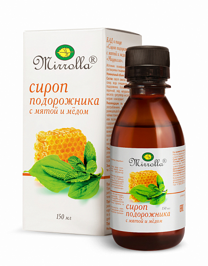 Сироп подорожника с мятой и медом «Мирролла»®