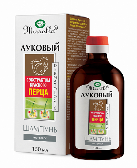 Шампунь луковый с экстрактом красного перца «Мирролла»®