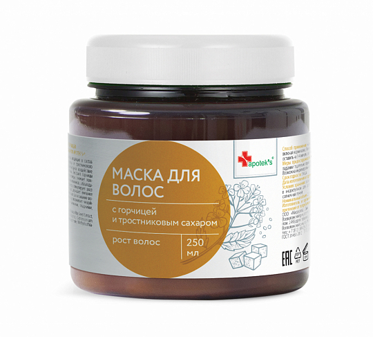 Маска для волос c горчицей и тростниковым сахаром «Apotek`s»®